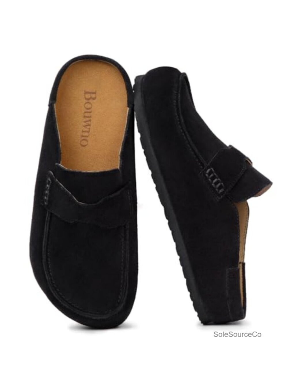 Genuine Suede Clogs for Women Cork Footbed Slip On Mules Arch Support
